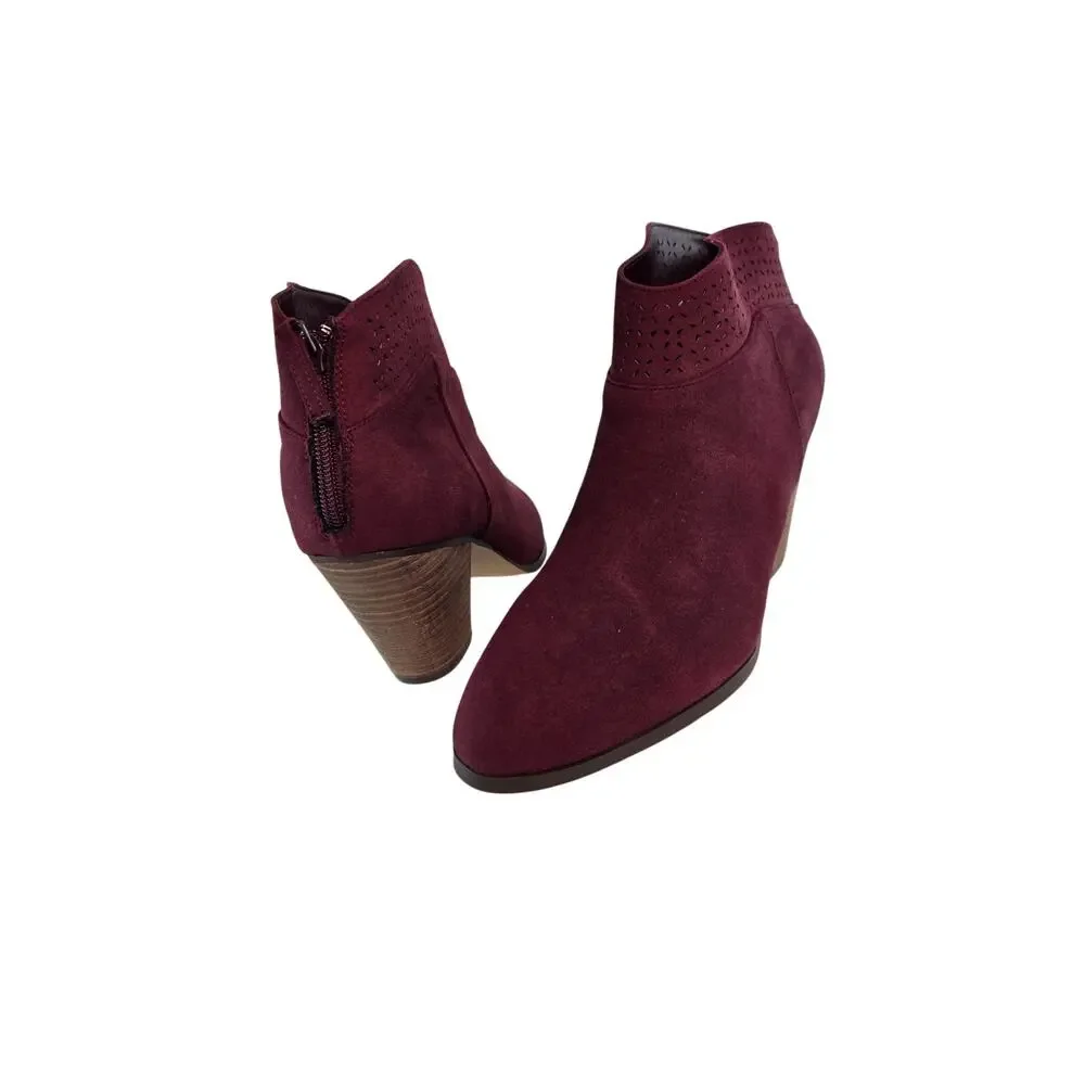 Maroon Jackson Short Block Heeled Booties by Violet & Red